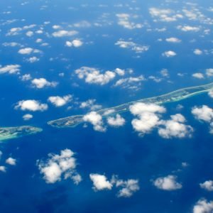 bird's eye view of Maldives. book your next Maldives family vacation package now